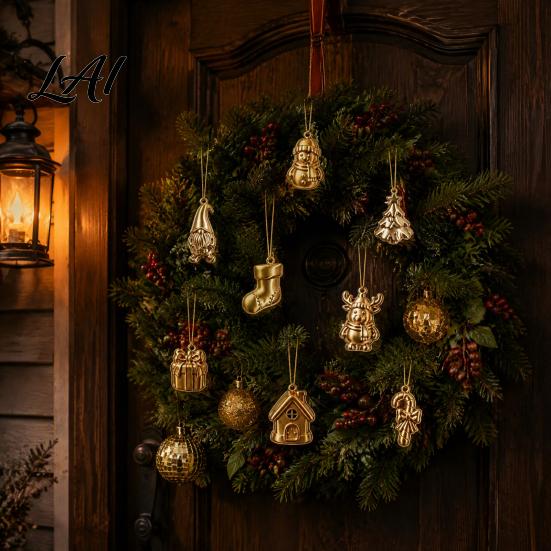 Reusable Holiday Hanging Decor 8Pcs Mini Christmas Tree Ornaments Gold Gnome Sock Decor Tiny Shatterproof Baubles Xmas Accessories for Holiday,