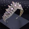 Pink Gorgeous Crystal Wedding Crown Royal Queen Tiaras Headbands for Girls Prom Bridal Headdress Bride Diadem Hair Jewelry