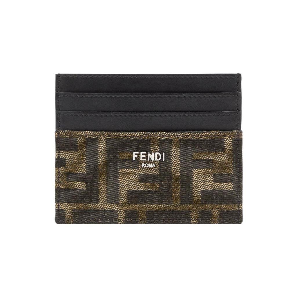 Fendi Серия Roma Логотип бренда Держатель для карт из телячьей кожи Мужской держатель для карт Коричневый 7M0164ALWKF0L3T