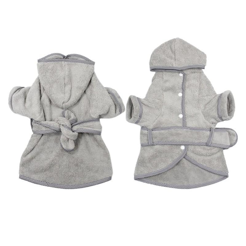 Pet Coral Fleece Robe Cats Dogs Warm Absorbent Bath Wrap Winter Small Medium Large Breed