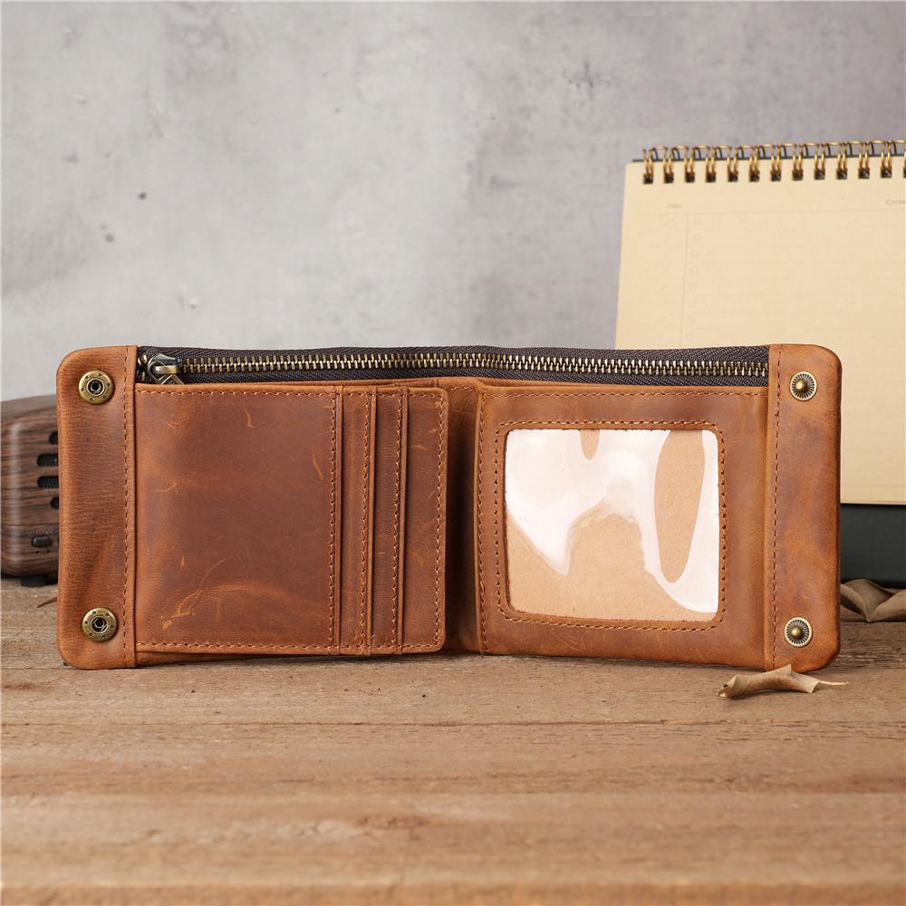 Модный мужской кошелек ручной работы Crazy Horse из натуральной кожи с зажимом для денег, короткий кошелек, сумка-гвоздик, мужской кошелек, держатель для карт, кошелек