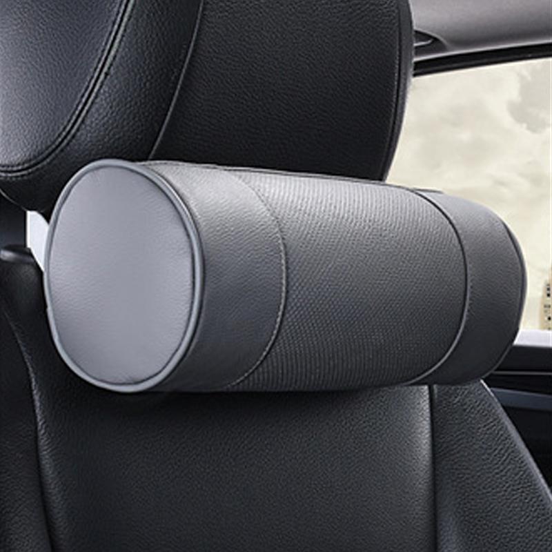 1/2 шт. подголовник автомобиля с эффектом памяти, подушка для шеи, натуральная кожа, круглый шейный валик, офисное кресло, цилиндр, подголовник, опорная подушка