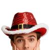 Вечеринка Санта-Клауса Рождественские Блестки Ковбойская Шляпа Вестерн Красные Фетровые Шляпы Широкополая Шляпа Ковбойки Джазовая Шляпа для Женщин Мужчин