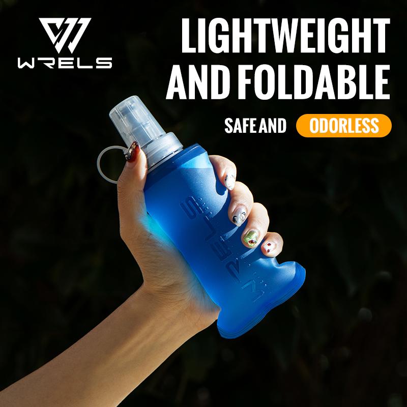 WRELS Running Water Bottle Soft Flask Folding Collapsible Water Bottle TPU BPA-Free Camping Hiking Travel Folding Water Bottle