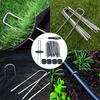 Garden Stakes Staples And Gasket U-Shaped Garden Pins Lawn Landscape Staples for Weed Barrier And Tarps