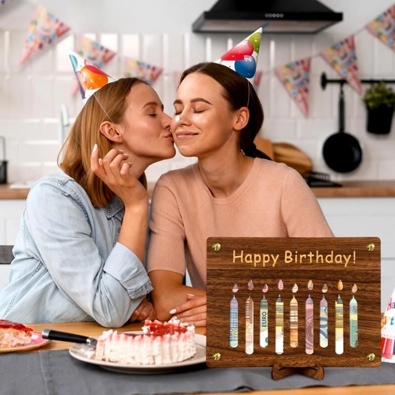 1PC Birthday/Wedding Friend Friendship Gifts Graduation DIY Wooden Photo Frame With Bracket Creative Greeting Card Money Clip