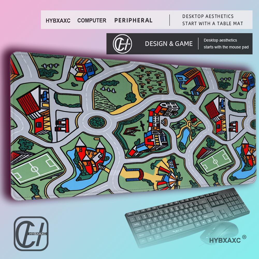 HYBXAXC Детская карта города XXL Коврик для мыши Нескользящий Игровой коврик для стола для мальчиков Образовательный игровой коврик