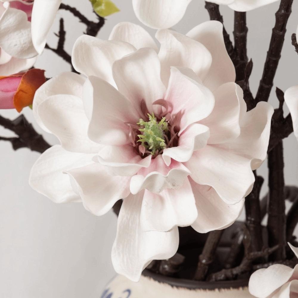 Pink Artificial Magnolia Flowers Branch Real Touch Plastic Fake Flower Living Room Ornaments