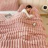 Ultra Soft Faux Rabbit Fur Throw Blanket Warm Plush Striped Blankets Conditioning Quilt Multi Functional Sofa Cover Blanket