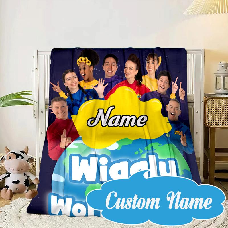 Custom Name Wiggly World Tour Adventure Blanket bed sofa Blanket Flannel Blanket for Camping, Hiking, Picnic Essentials,gift for Fan family