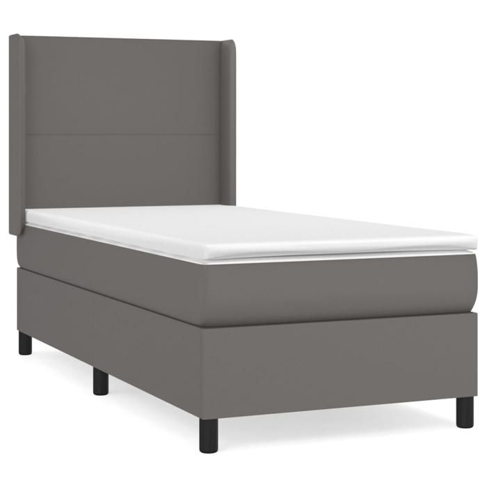 Maison Exclusive - Sommier à lattes de lit avec matelas Gris 90x200 cm Similicuir