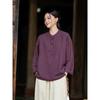 Spring Linen Cotton Womens Shirt With Colorblock Buttons For Vintage Style Casual Wear