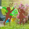 1 Pair Silhouette Art Model Little Boy Girl Shape Character Silhouette Art Ornament Garden Decor Stakes Sculpture Lawn Yard Decoration