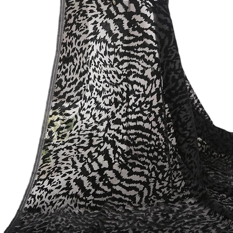 1 ярд Брокат с леопардовым принтом, вытравной велюр, африканская тюлевая кружевная ткань, нигерийская ткань George для платья, шитье DIY, одежда