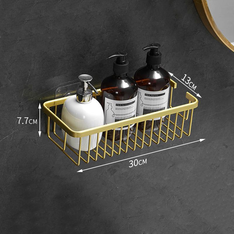 Wall Mounted Bathroom Shelf Shampoo Cosmetic Storage Rack Brushed Gold Storage Organizer Rack Soap Cosmetic Shelf Household Item