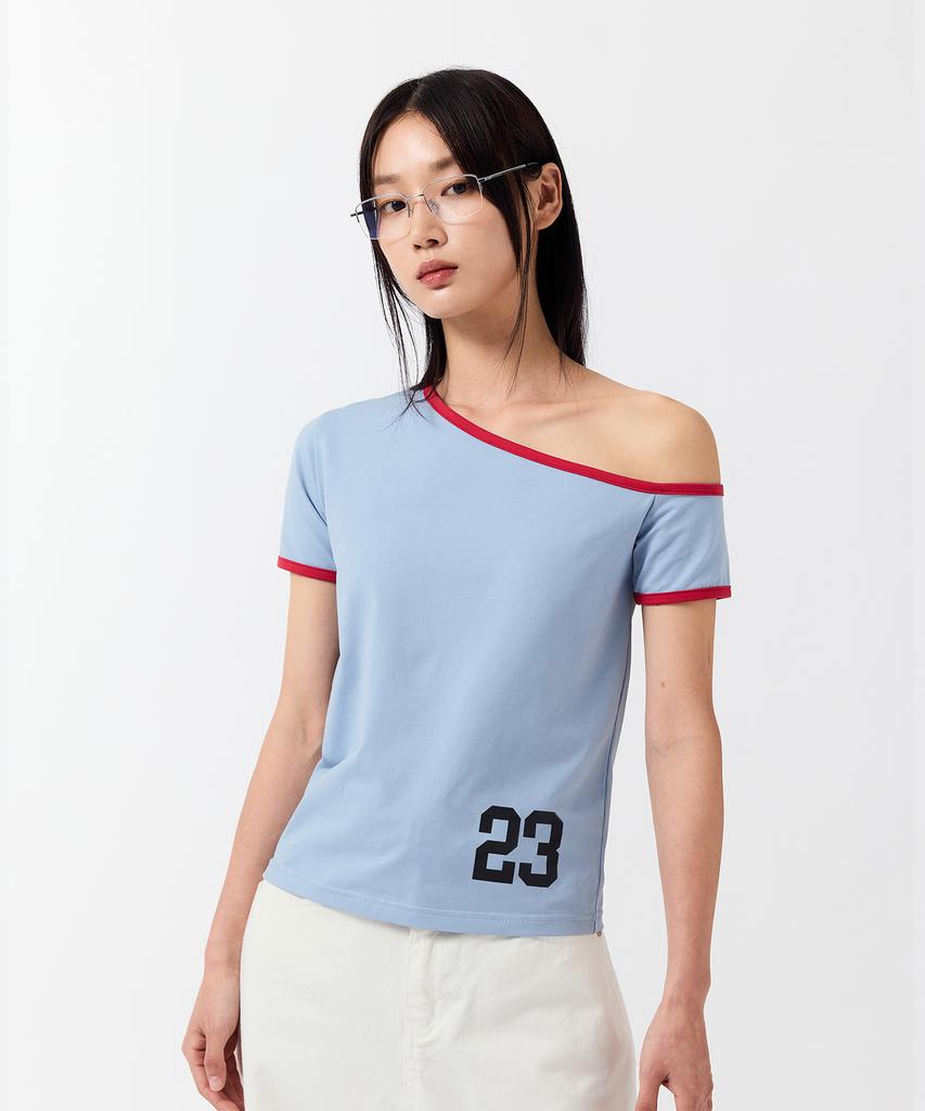 ODDSTUDIO Kitsch Star One-Shoulder T-Shirt - Sky Blue