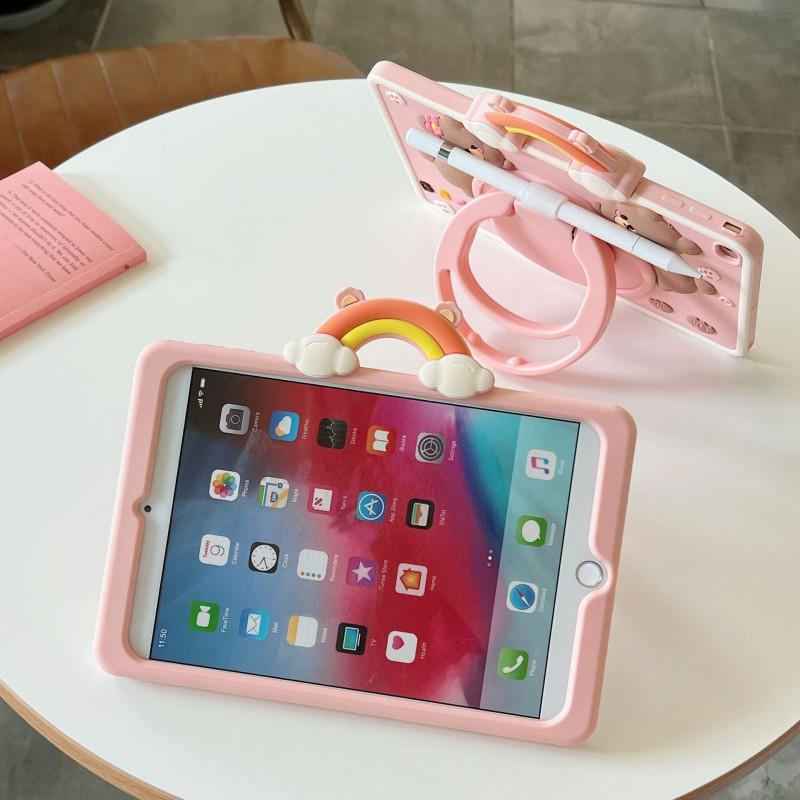 360 Degree Rotating IPad 10 Case With Stand Shockproof Silicone Cover Air 2 Pro 11 Mini 6 Pink Rainbow Design