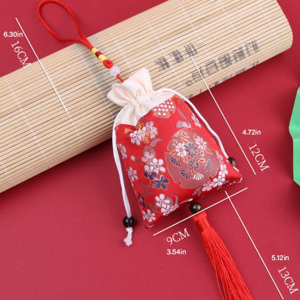 Beaded Flower Tassel Drawstring Bag Mini Coin Purse Chinese Style Sachet Bag  Party