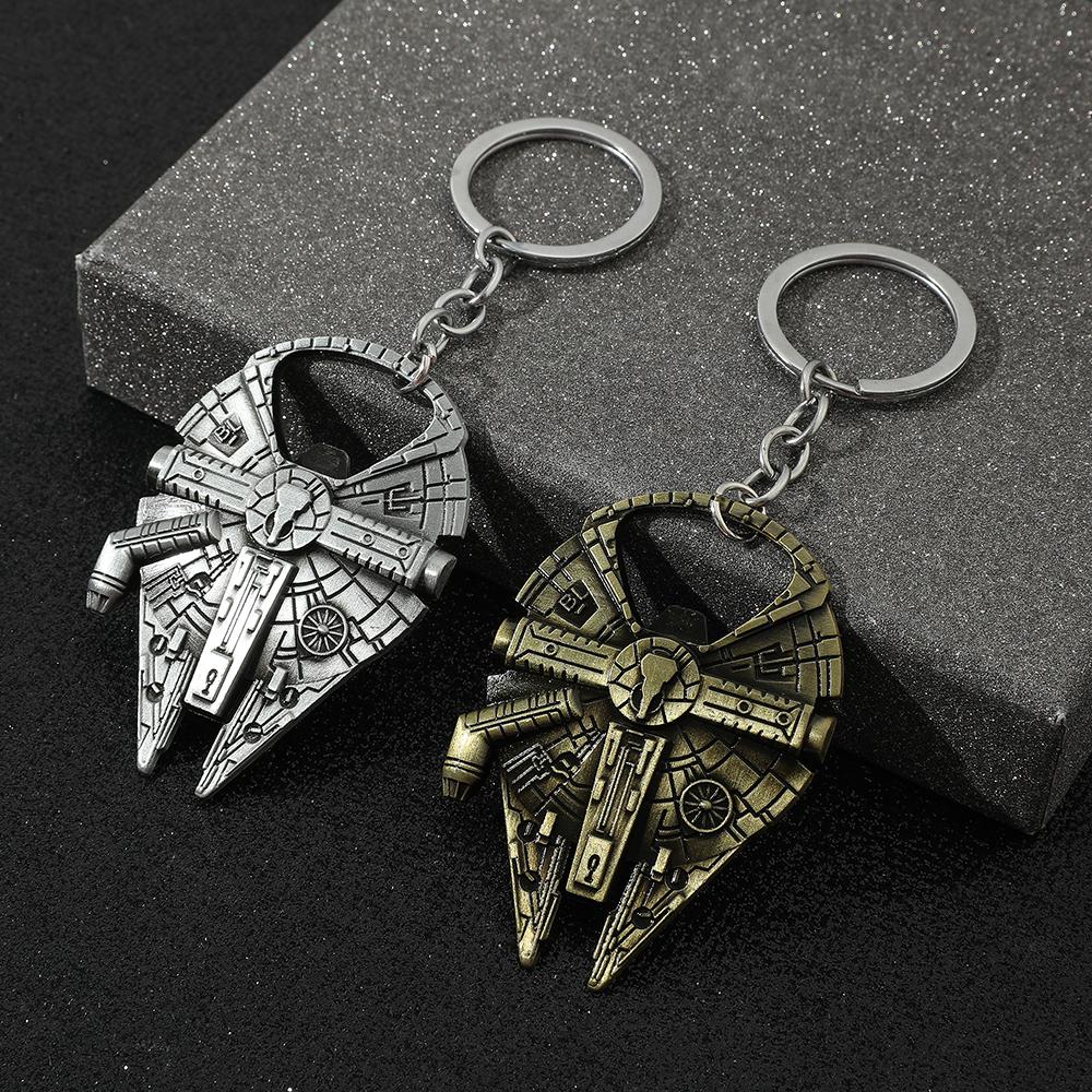 Movie Star War Spaceship Sign Robot Keychain Collections Metal Pendant Keyrings Car Bag Key Chain Gifts