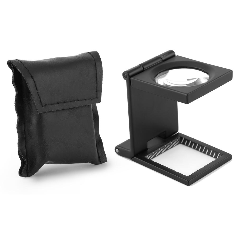 Three Folding 10X Magnifier Zinc Alloy Magnifier Magnifying Glass with Scale Magnifying Glass Small