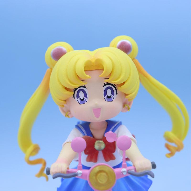 13 см Аниме Фигурка Сейлор Мун Q Версия Цукино Усаги Едет на Велосипеде Коллекция Фигурок Декор для Рабочего Стола Украшение Кукла Игрушка для Детей Подарок