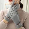 Full Finger Solid Color Women's Gloves Korean Style Mittens  Gloves German Fleece