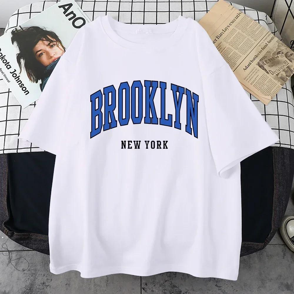 Brooklyn York Blue Design WoTshirt Street Hip Hop T Shirt Sport Soft Cotton Clothing Plus Size Loose T Shirt Clothing