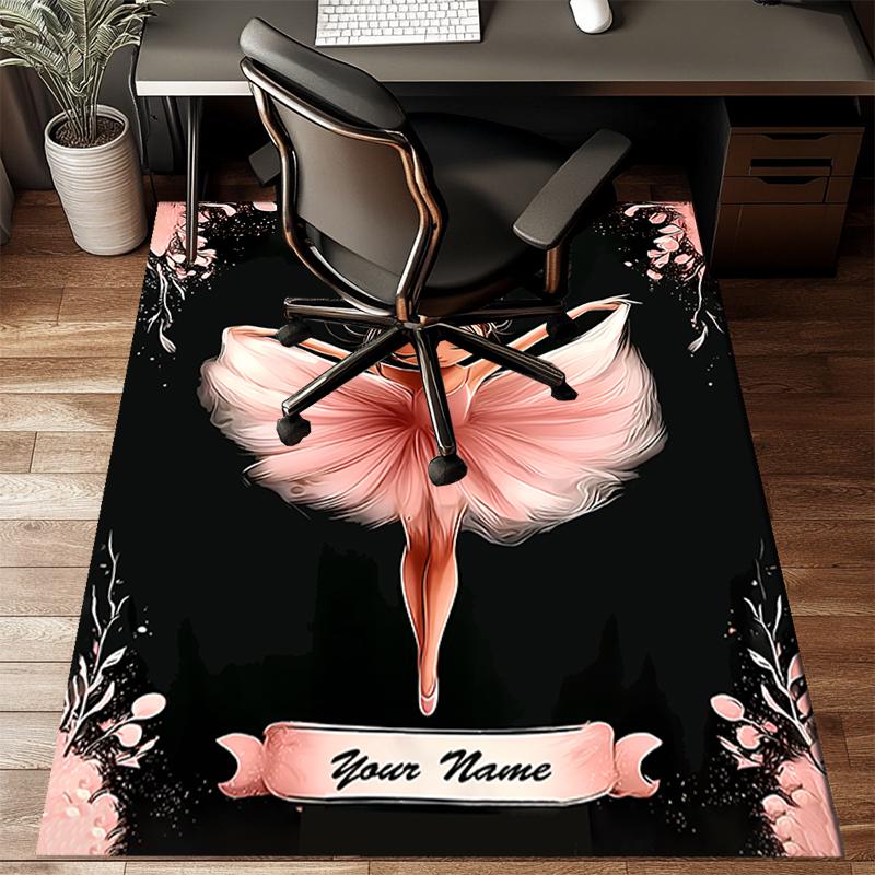 1PC Custom Name Dance Pink Elegance Theme Floor Mat Ideal for Living Room, Game Rooms, Office, Bedroom,Floor Mat Playful Design