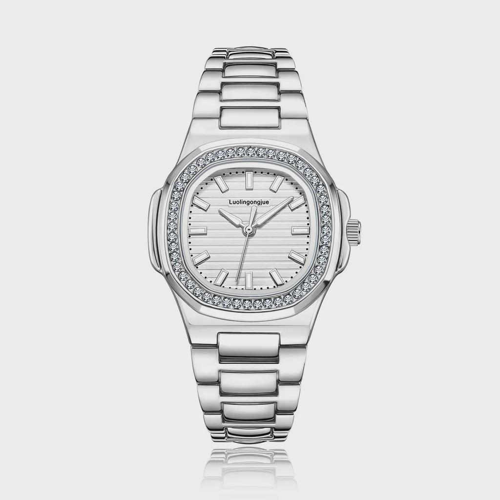 Женские автоматические часы Duke of Lorraine 1158 с квадратным бриллиантом и застежкой-бабочкой из нержавеющей стали