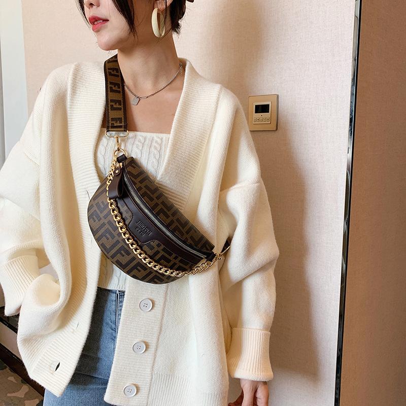 Новая женская сумка на пояс, нагрудная сумка для девочек, широкий плечевой ремень, одно плечо, сумка через плечо, модная цепочка, украшение из искусственной кожи