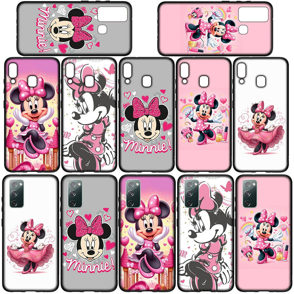 Чехол для телефона Samsung Galaxy S25 S24 S23 iPhone 16 15 Xiaomi Redmi Note 14 13 12 16E X 11 Pro Max OPPO Moto Huawei A15 аниме Минни Маус розовый чехол