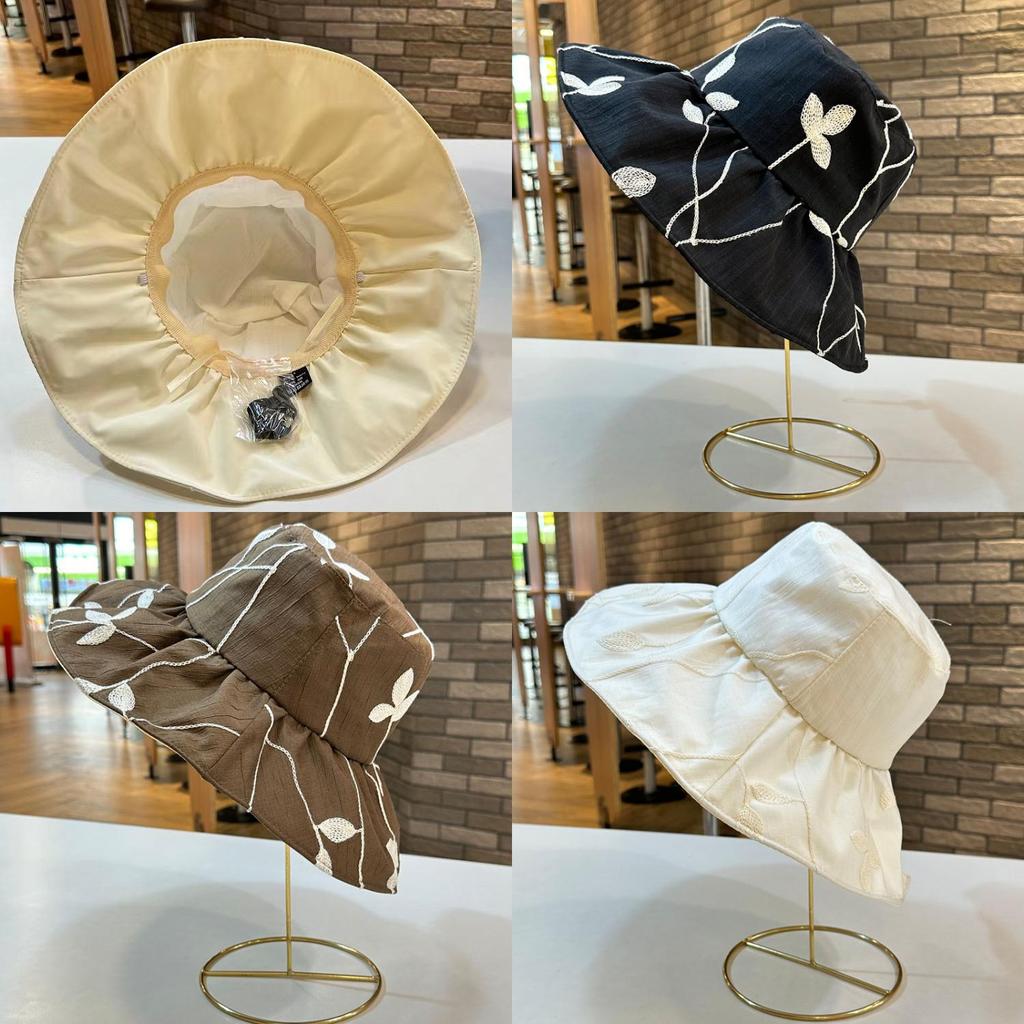 Корейская панама с узором из листьев для женщин, со складными широкими полями, в стиле ретро, регулируемого размера, защита от солнца