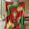 Portugal Football Printed Flannel Blanket Skin Friendly Warm Decorative Throw for Indoor Couch Bed Daily Use