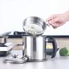 1.4l Stainless Steel Oil Strainer Pot With Lid Fine Mesh Fast Filtering Container Reusable Bacon Fat Oil Storage Can Multifunctional Kitchen Cooking O