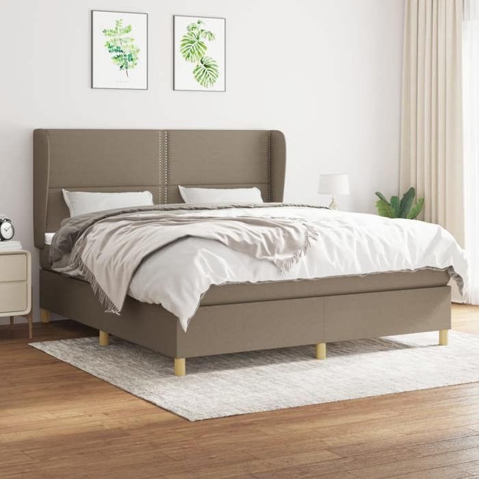 Maison Exclusive - Sommier à lattes de lit avec matelas Taupe 180x200 cm Tissu