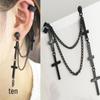 European and American Punk Style Double-Layer Cross Tassel Chain Ear Clips for Women