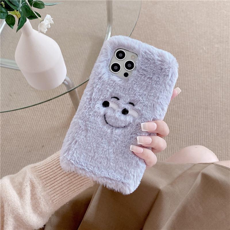 Чехол для телефона с мультяшным монстром из меха для Samsung S23 S22 Ultra S20 S21 FE A14 A24 A34 A54 A13 A23 A33 A53 A12 A22 A32 A52 A31 A51 A71/Redmi Note12 11 10s