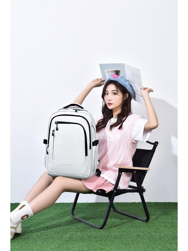 Новый модный рюкзак для ноутбука унисекс: Корейская клетка, большая вместимость, стильный и функциональный вариант для бизнеса и активного отдыха.