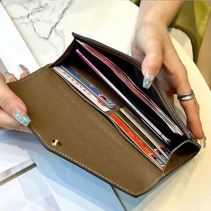 Новый длинный кошелек из воловьей кожи с рисунком пальмы, цветной блок, тройной кошелек из натуральной кожи, цветной кожаный зажим, цветная сумка для карточек