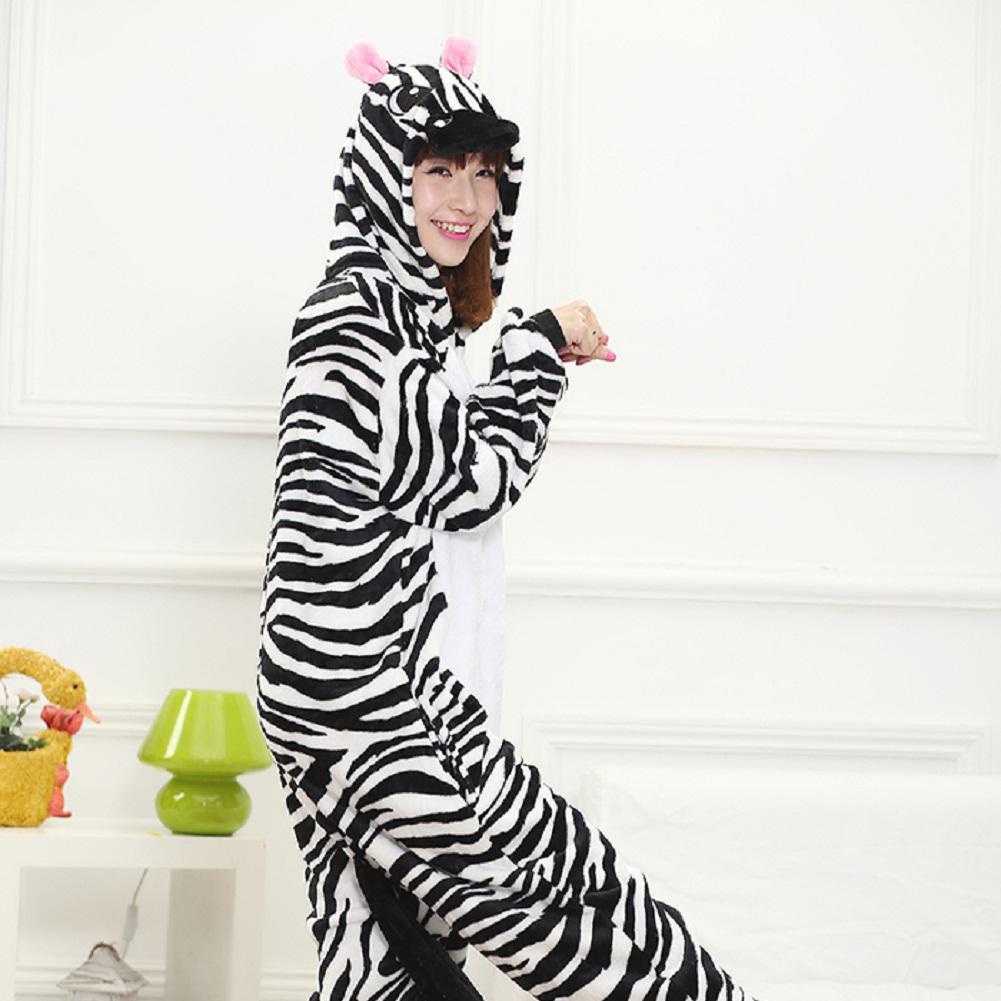 Pajamas Unisex Kigurumi Costume Zebra Animal Cosplay Hoodie Onesie