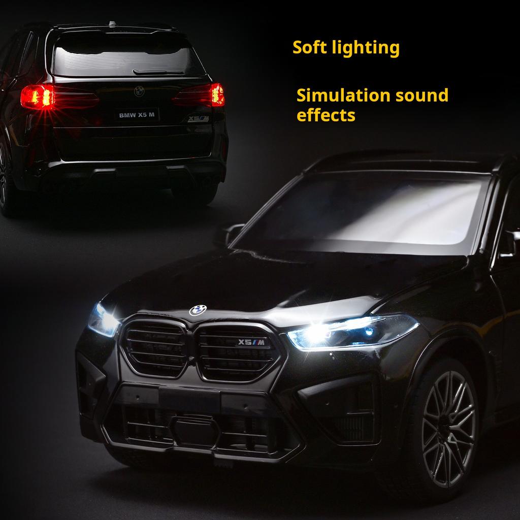 1:24 Large BMW X5M Alloy Car Model Officially Licensed Light & Sound Pull Back Diecast Vehicle Boys Collection Ornament & Gift