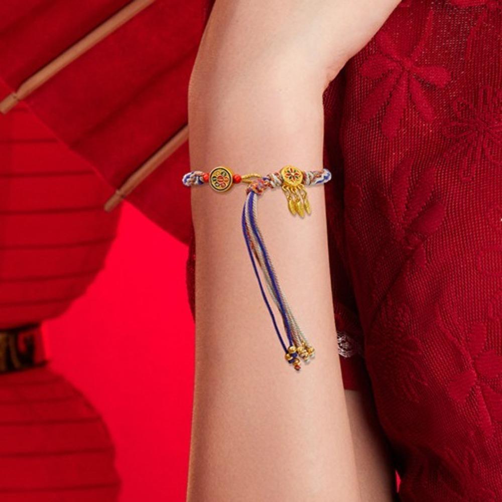 Регулируемый плетеный ручной шнурок Богемный браслет в китайском стиле Этнический браслет для девочек