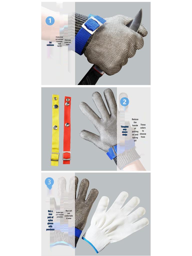Level 9 Anti-Cut Metal Gloves: 316 Stainless Steel for Butchery and Fish Processing