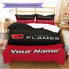Name Custom Calgary Flames Art Pattern Bedding Set Quilt Cover Pillowcase Home Decor Gift (1 * duvet cover + 2 * pillowcase, without core)