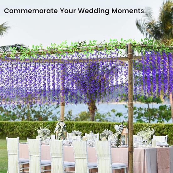 Yousheng Имитация цветов глицинии Искусственное плакучее растение с цветами Искусственное цветение глицинии Лоза для гирлянды Свадебная арка Декор стены