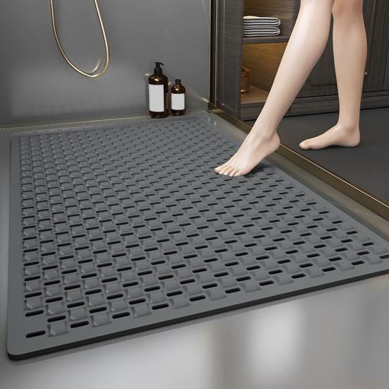 Bathroom Mat with Suction Cup Multiple Drainage Holes 40x70cm Comfortable Non-slip Shower Floor Pad Daily Use