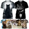 Модные крутые рубашки с круглым вырезом для мужчин и женщин с 3D-принтом, милые очаровательные домашние животные, кошки, собаки, животные, летние рубашки с короткими рукавами