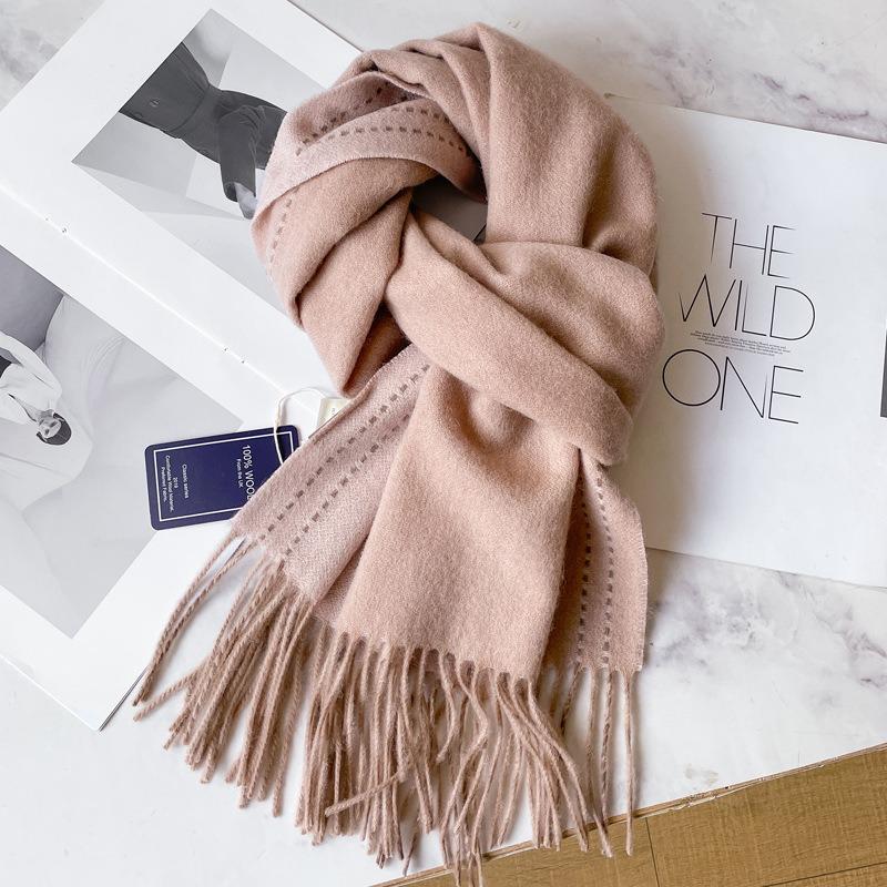 100 Wool Scarves Men's Winter Dark Blue Plaid Cashmere Scarf High-end Gift Boyfriend Dad Double-sided Shawl