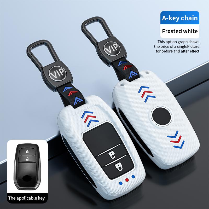 Чехол для ключей автомобиля с узором из углеродного волокна, брелок для Toyota CHR Hilux Fortuner Land Cruiser 200 Camry Corolla Crown RAV4 Highland