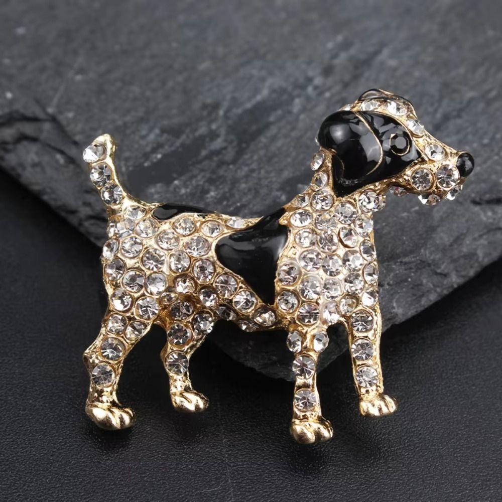 Sparkling Dog Brooch Novelty Lapel Pins Fashion Jewellery Pins Suit Coat Accessories